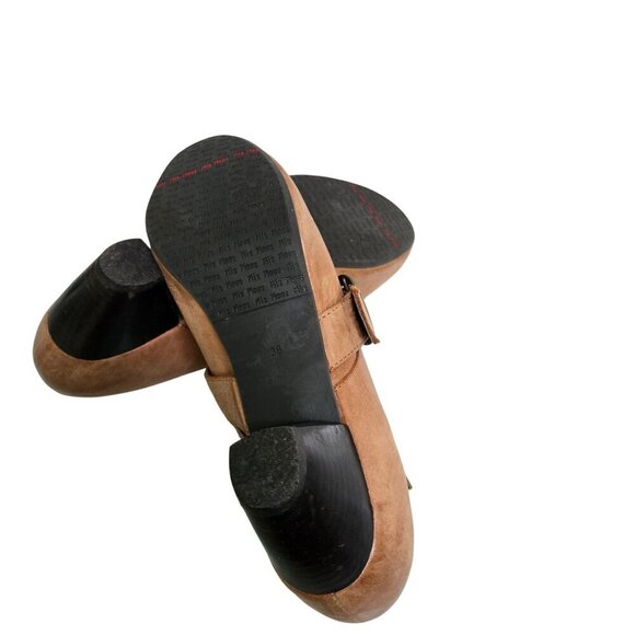 Miz Mooz Elvin Y2K Cognac Leather Lace Up Buckle Block Heel Shoe Size 7.5/8 - Picture 6 of 10